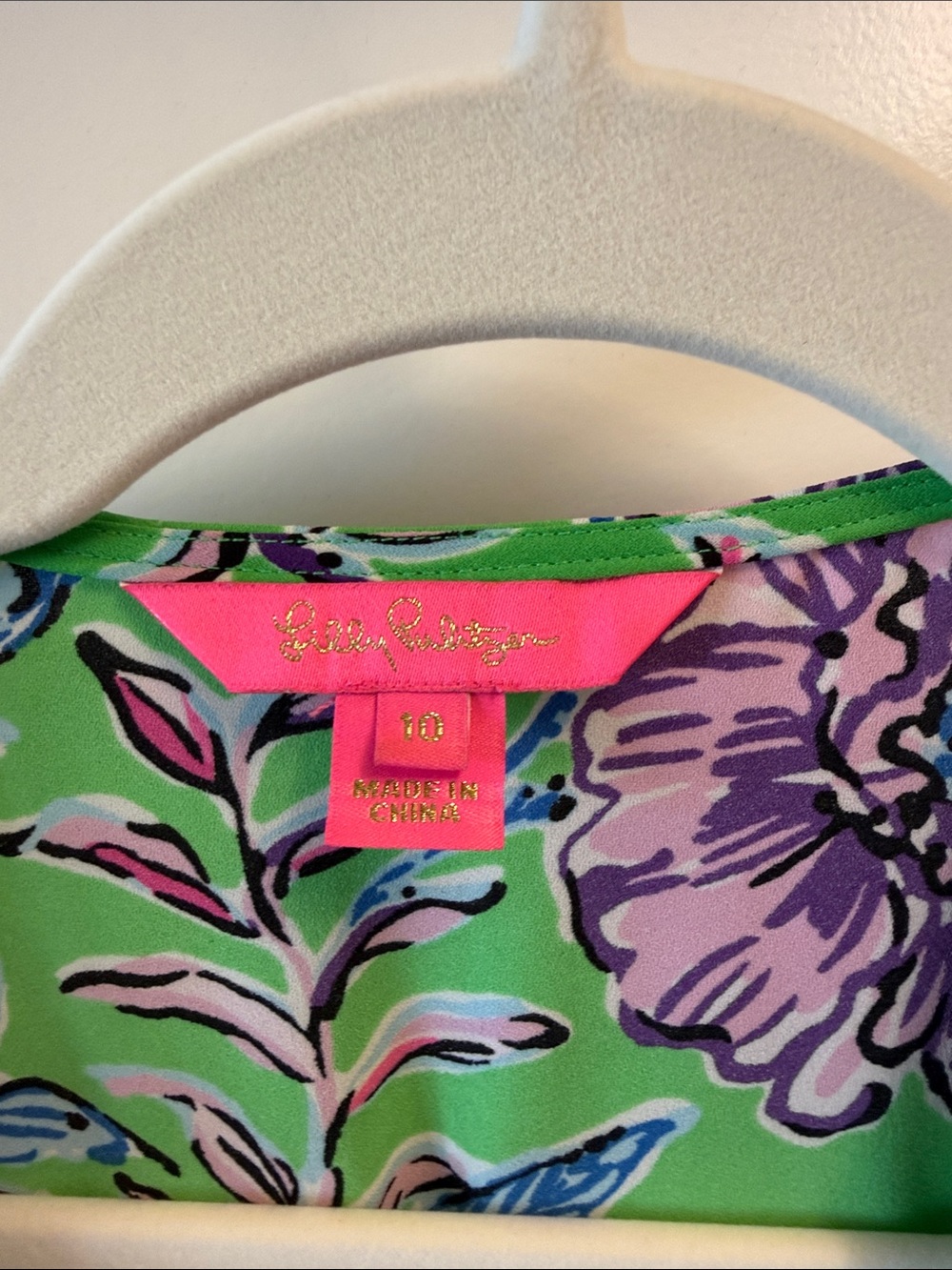 Lilly Pulitzer Bright Green Floral Midi Dress with Pink & Purple Flowers - Picture 5 of 5